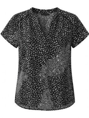 Floral Black & White Women’s Top | Size 1X | Mod Lusive | 100% Polyester